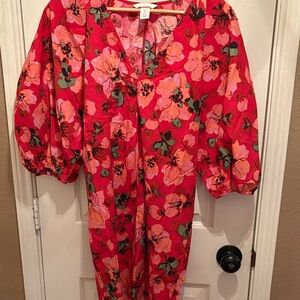 H&M Red and Pink Floral Dress